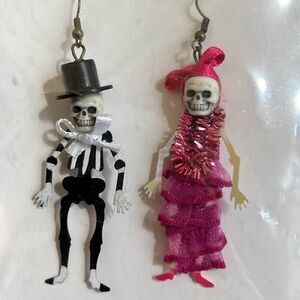 Mr & Mrs Skeleton Earrings Groom Bride
